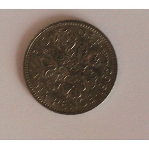 Pièce Royaume Uni 1965 6 Pence Elizabeth Ii (1ère Effigie, Sans "Britt:Omn:") Cupronickel  2,83 G  Ø 19,28 Mm - Km# 903