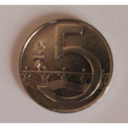 Pièce République Tchèque 1993 5 Korun - Acier Plaqué Nickel  4,8 G  Ø 23 Mm Km# 8
