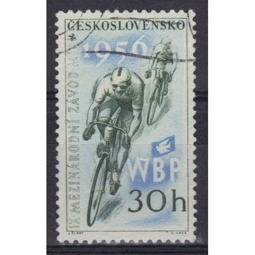 Tchecoslovaquie 1956 : 9è Tour Cycliste De La Paix - Timbre Oblitéré