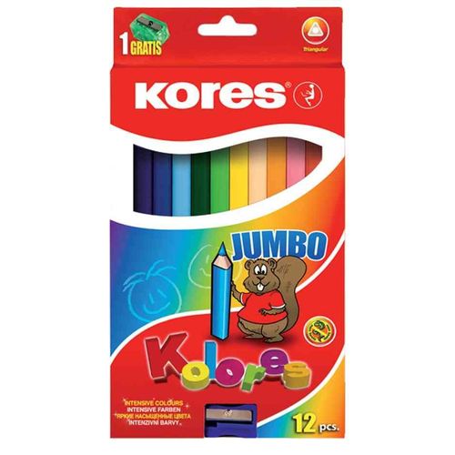 Kores crayons de couleur "JUMBO", ¿tui de 12, en  carton