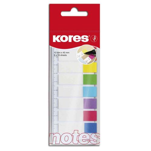 Kores Index repositionnables - film, 12x45 mm, feuille 8x15