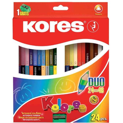 Kores crayons de couleur "DUO", ¿tui en carton de 24 +