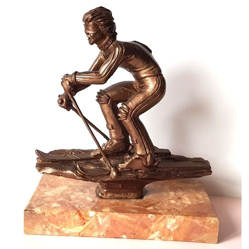 STATUE TROPHÉE SKI de Piste / descente sur Marbre - Neuf