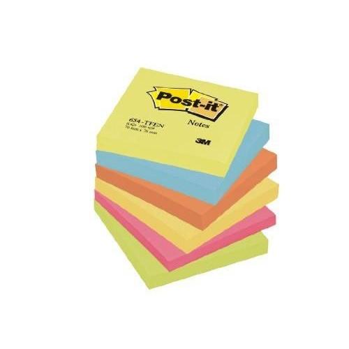 3m Post-It Notes Rainbow Pack 654tfen, 76 X 76 Mm, 6-Farbig