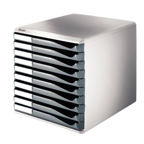 Leitz Set A Formulaires,10 Tiroirs, Gris-Clair/Gris-Fonc¿