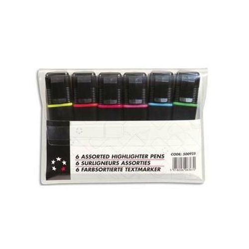 5* Office - Surligneur Universel Lot De 1 Pochette De 6 Surligneurs Pointe Biseautée Coloris Assortis 5*
