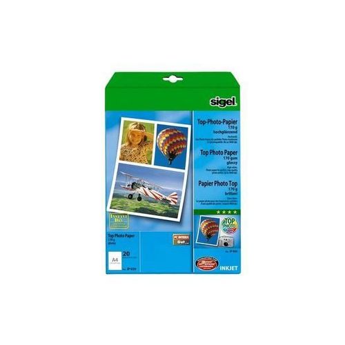 Sigel InkJet Top Photo Paper IP720 - Papier photo glacé double face - Ultra blanc - A4 (210 x 297 mm) - 190 g/m² - 20 feuille(s)