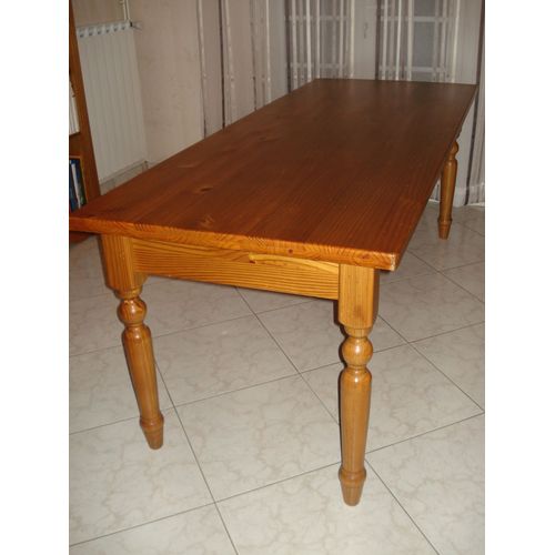 Table Rectangulaire Pin Massif Teinte Miel - Cire