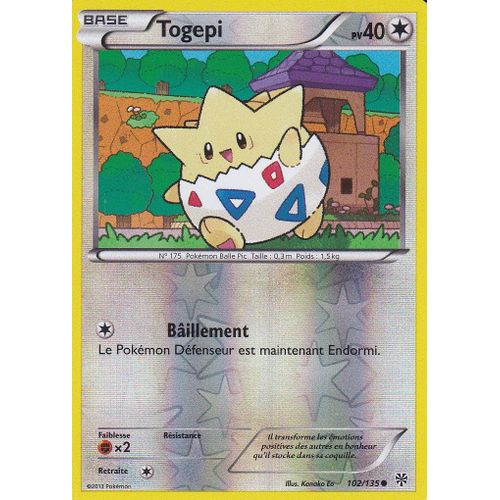 Carte Pokemon - Togepi - 102/135 - Reverse - Tempete Plasma -