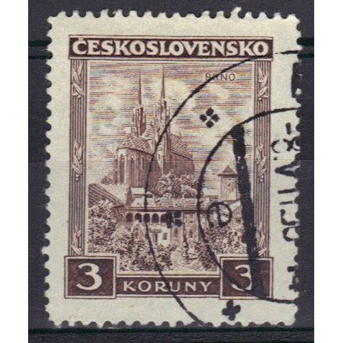 Tchecoslovaquie 1928 : Cathédrale De Brno - Timbre 3 K. Brun Oblitéré