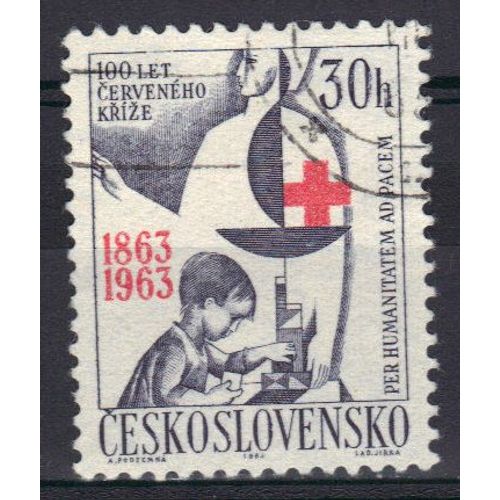 Tchecoslovaquie 1963 : Centenaire De La Croix-Rouge Internationale - Timbre Oblitéré