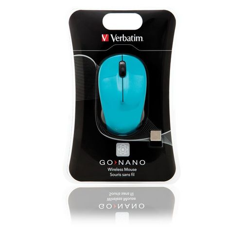 Verbatim Wireless Mouse GO NANO - Souris - optique - sans fil - RF - récepteur sans fil USB - bleu des Caraïbes