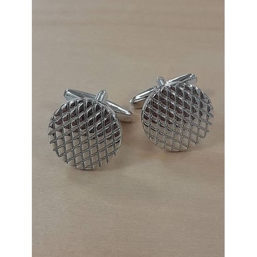 Boutons De Manchettes En Forme De Disque Strié De Couleurs Argent