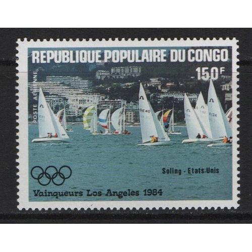 République Populaire Du Congo, Timbre-Poste Aérienne Y & T N° 326, 1984 - Vainqueur Aux J.O. De Los Angeles, Soling - Etats Unis