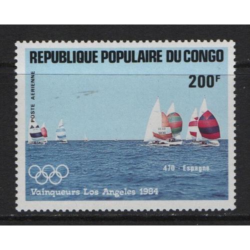 République Populaire Du Congo, Timbre-Poste Aérienne Y & T N° 327, 1984 - Vainqueur Aux J.O. De Los Angeles, 470 - Espagne