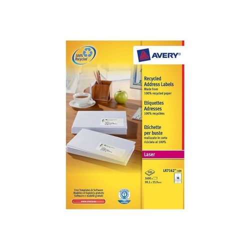 Avery QuickPEEL Recycled Labels - Adhésif permanent - blanc naturel - 33.9 x 99.1 mm 1600 étiquette(s) (100 feuille(s) x 16 étiquettes adresses