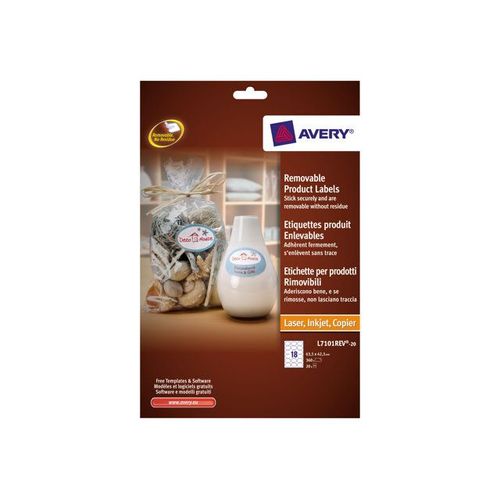 Avery Zweckform L7101 - Étiquettes autocollantes amovibles - 42,3 x 63,5 mm (oval) 360 étiquette(s) ( 20 feuille(s) x 18 )