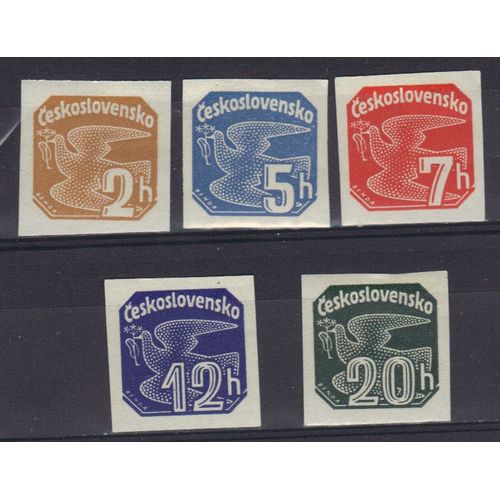 Tchecoslovaquie 1937 : Colombe - Série De 5 Timbres  Neufs * Pour Journaux Et Non-Dentelés