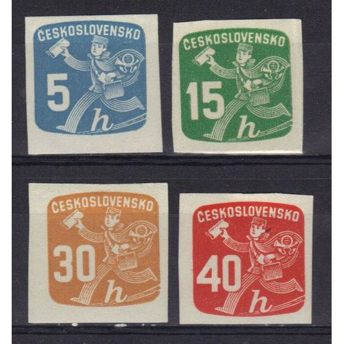 Tchecoslovaquie 1945 : Facteur - Série De 4 Timbres Neufs * Pour Journaux Et Non-Dentelés