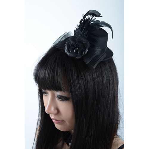 Bibi Mini Petit Chapeau  Fleur Plume Barrette Pince Cheveux