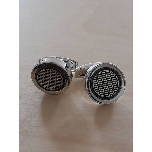 Boutons De Manchettes En Forme De Disque De Couleurs Argent Et Noire