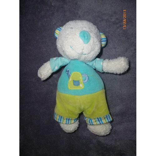 Ours Blanc Doudou Babysun 18 Cm Vert Nez Bleu Arrosoir