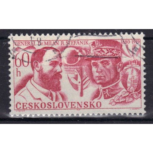 Tchecoslovaquie 1969 : 50è Anniversaire De La Mort Du Général Milan R. Stefanik (1880-1919) - Timbre Oblitéré