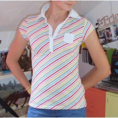 T-Shirt " Pimkie ", Rose/Jaune/Bleu/Rouge/Blanc, Ts