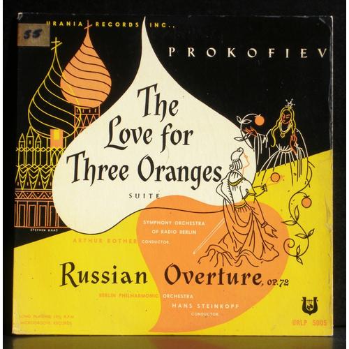 Prokofiev The Love For Three Oranges Rso Rother - Russian Overture Phil Berlin Hans Steinkopf - Sur L'un Des Labels, Étiquettes Dont Celle De "Pasdeloup, Bd St Michel, Paris Ve".
