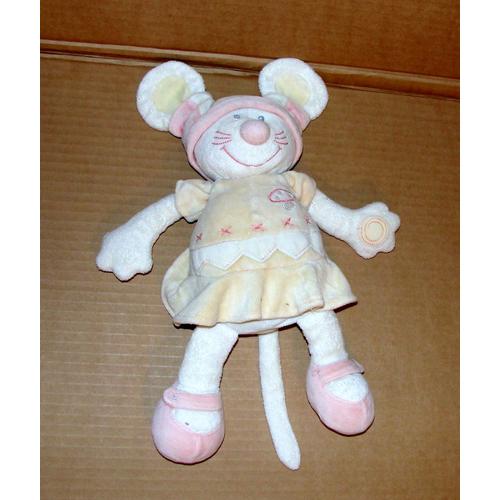 Doudou Souris Rose Pastel Et Saumon Kiabi 34cm