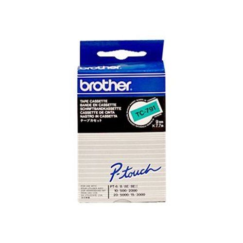 Brother TC 791 - Ruban laminé - 9 mm x noir sur vert - - pour P-Touch PT-2000, PT-3000, PT-500, PT-5000, PT-8E