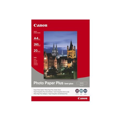 Canon Photo Paper Plus SG-201 - Papier semi-brillant - A4 (210 x 297 mm) - 260 g/m² - 20 feuille(s) - pour PIXMA iP3680, iP4850, MG8250, MP198, MP228, MP245, MP252, MP258, MP476, PRO-1, PRO-10...