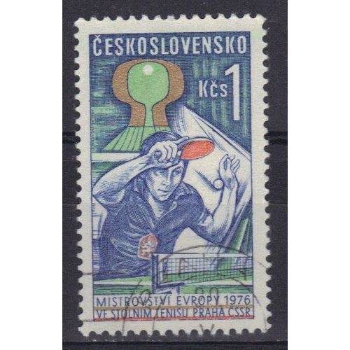 Tchecoslovaquie 1976 : Championnats D'europe De Tennis De Table À Prague - Timbre Oblitéré