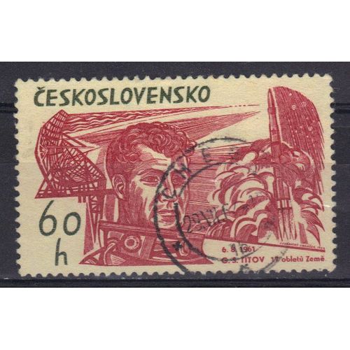 Tchecoslovaquie 1964 : Exploration De L'univers : Titov Et Vostok 2 - Timbre Oblitéré