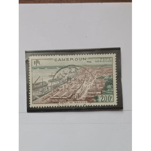 L329 -- Timbre Oblitéré Cameroun, Occupation Française Militaire, Poste Aérienne N°48 -- Année 1955-- " Port De Douala; Panorama ".