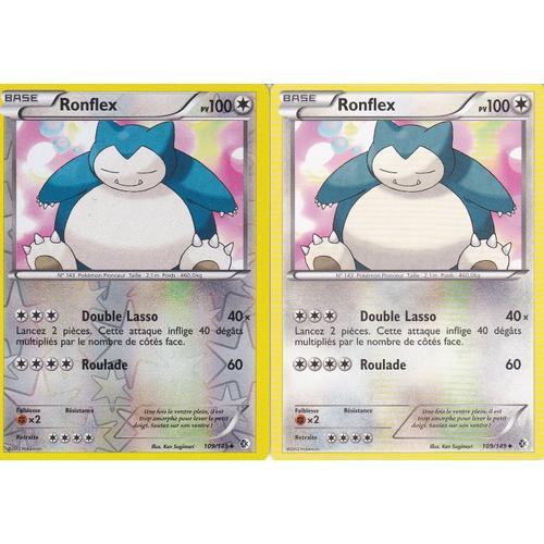 2 Cartes Pokemon - Ronflex - 100 Pv - 1 Reverse + 1 Standart - Frontieres Franchies -