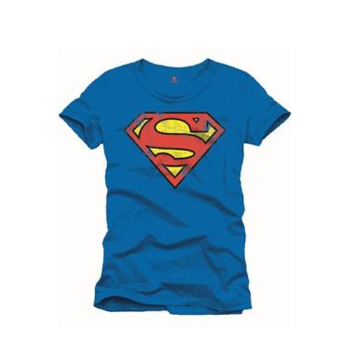 Superman - T-Shirt Vintage Logo (L) Bleu