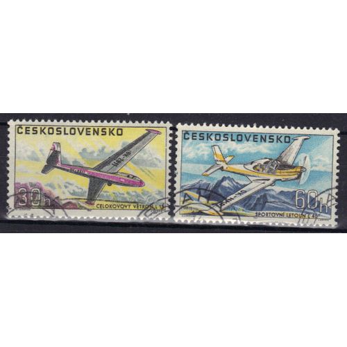 Tchecoslovaquie 1967 : Avions : Planeur L13 / Avion De Sport Letoun 1,40 - Série De 2 Timbres Oblitérés