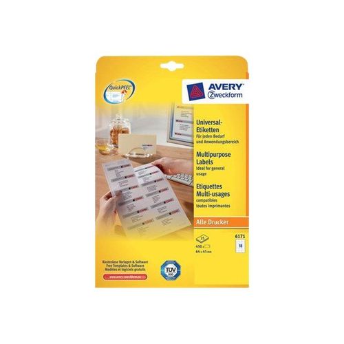 Avery Zweckform - Étiquettes multi-emploi - blanc - 64 x 45 mm 450 étiquette(s) ( 25 feuille(s) x 18 )