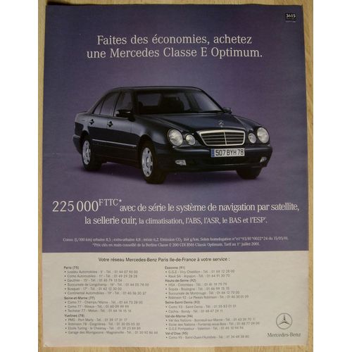 Publicité Papier - Voiture Mercedes Classe E De 2001
