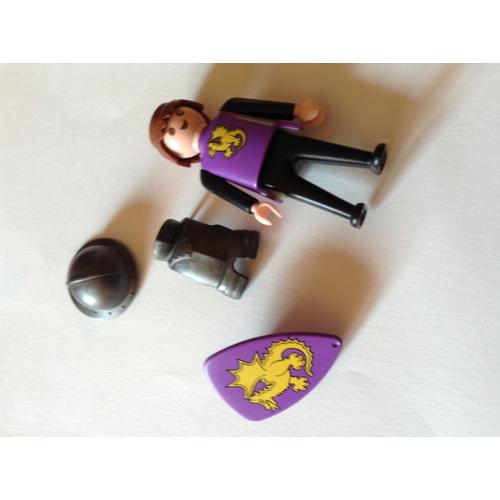 Accessoire Playmobil Soldat Médiéval Dragon Avec Armure, Casque Et Bouclier Violet