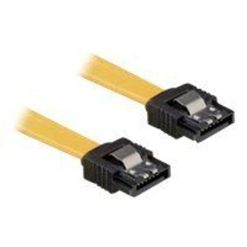 Delock Cable SATA - Câble SATA - Serial ATA 150/300/600 - SATA (F) pour SATA (F) - 70 cm - verrouillé, connecteur droite - jaune
