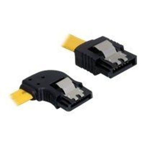 Delock Cable SATA - Câble SATA - Serial ATA 150/300/600 - SATA (F) pour SATA (F) - 70 cm - verrouillé, connecteur à angle gauche, connecteur droite - jaune