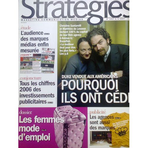 Stratégies N°1447 Duke Vendue Aux Américains, Les Femmes Mode D'emploi, Les Agences Sont Aussi Des M