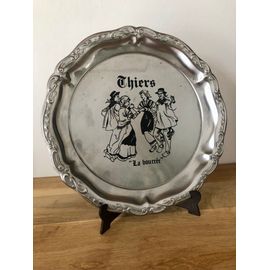 Joli Plateau Rond En Inox "La Bourrée" Ville De Thiers