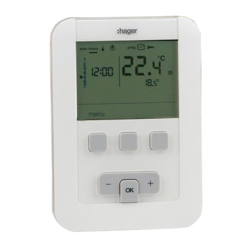 Thermostat Ambiance Programmable - Hager Ek520 À Piles Lr6