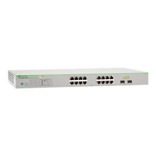 Allied Telesis AT GS950/16PS - Commutateur - Géré - 16 x 10/100/1000 (PoE+) + 2 x combo Gigabit SFP (PoE+) - de bureau, Montable sur rack, fixation murale - PoE+ (185 W)
