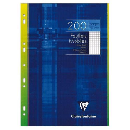Feuillets Mobiles 21 X 29,7 Cm 90g 200 Pages (100 Feuillets) Quadrillé 5x5