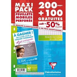 Feuillets Mobiles Seyes -17551c- Grand Carreaux - Paquet De 200 + 100 Gratuit