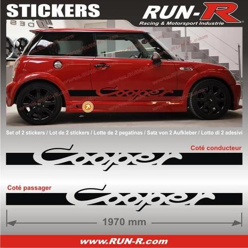 2 Stickers Mini Cooper 197 Cm - Noir